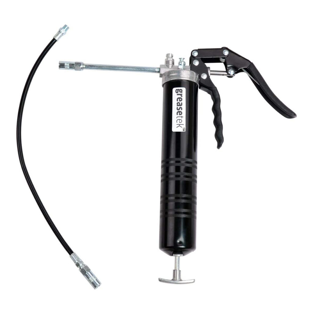 GreaseTek Premium Pistol Grip Grease Gun with 18″ Hose and Extension Pipe greasetek